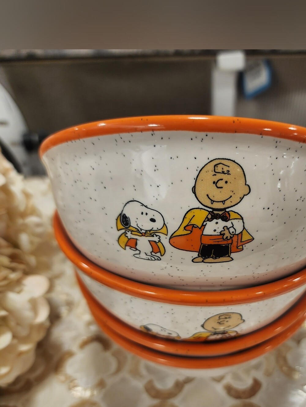 Rae Dunn Peanuts Snoopy CANDY Cereal Bowls Set of 4